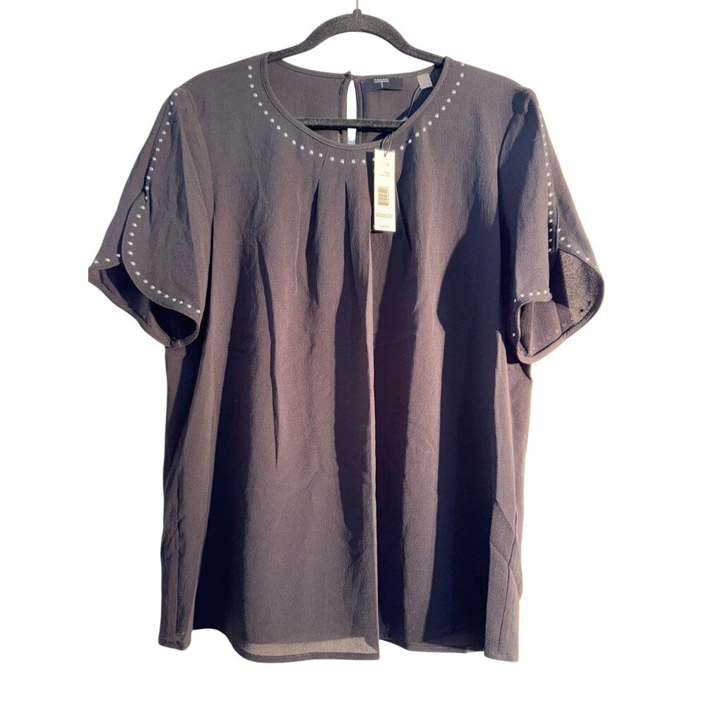 Tahari Womens Black Studded Blouse XL Polyester/Spandex